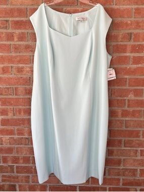 Kasper NWT Sea Glass Sheath Dress Plus Size 20W Career Work Elegant Lined